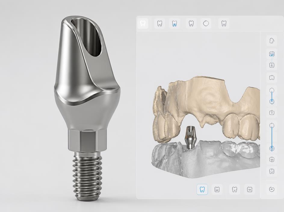 Render of a titanium dental implant abutment